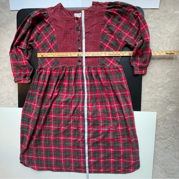 Adonna Red Plaid Long Flannel Nightgown - Picture 5 of 7